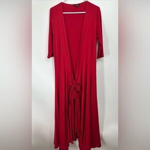 J.Peterman Red Dress Sz S Full Wrap Jersey Holiday Office Career Comfy Long